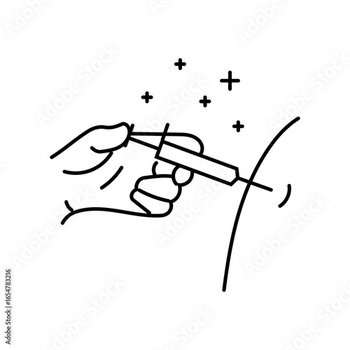 injection into arm immunization line icon vector illustration