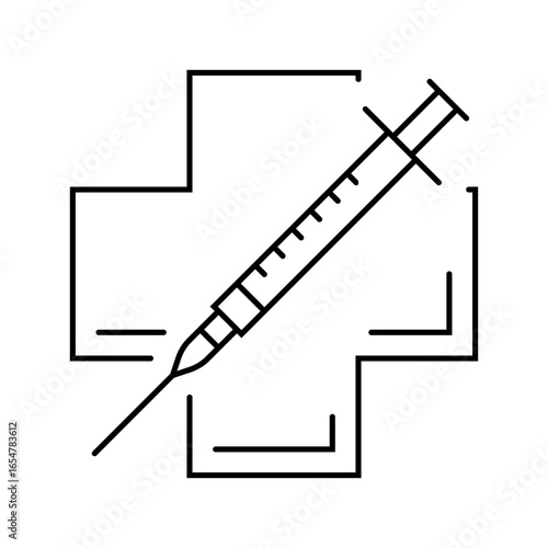 medical cros immunizations syringe line icon vector illustration