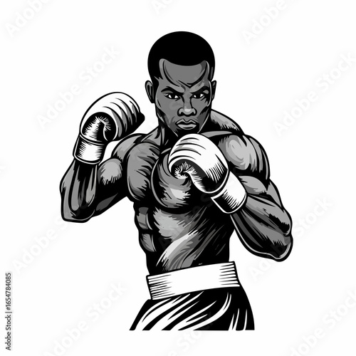 A Kickboxer in Action Delivering a Powerful Punch, Captured in a Dynamic Vector Illustration