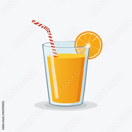 Pixel Art Orange Juice In Glass With Straw