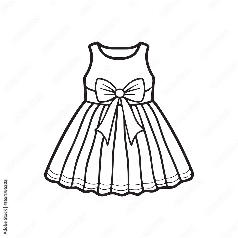 Cute Girls Dress Silhouette Icon – Sleeveless Bow Dress Vector Cute Girls Dress Silhouette Icon – Sleeveless Bow Dress Vector