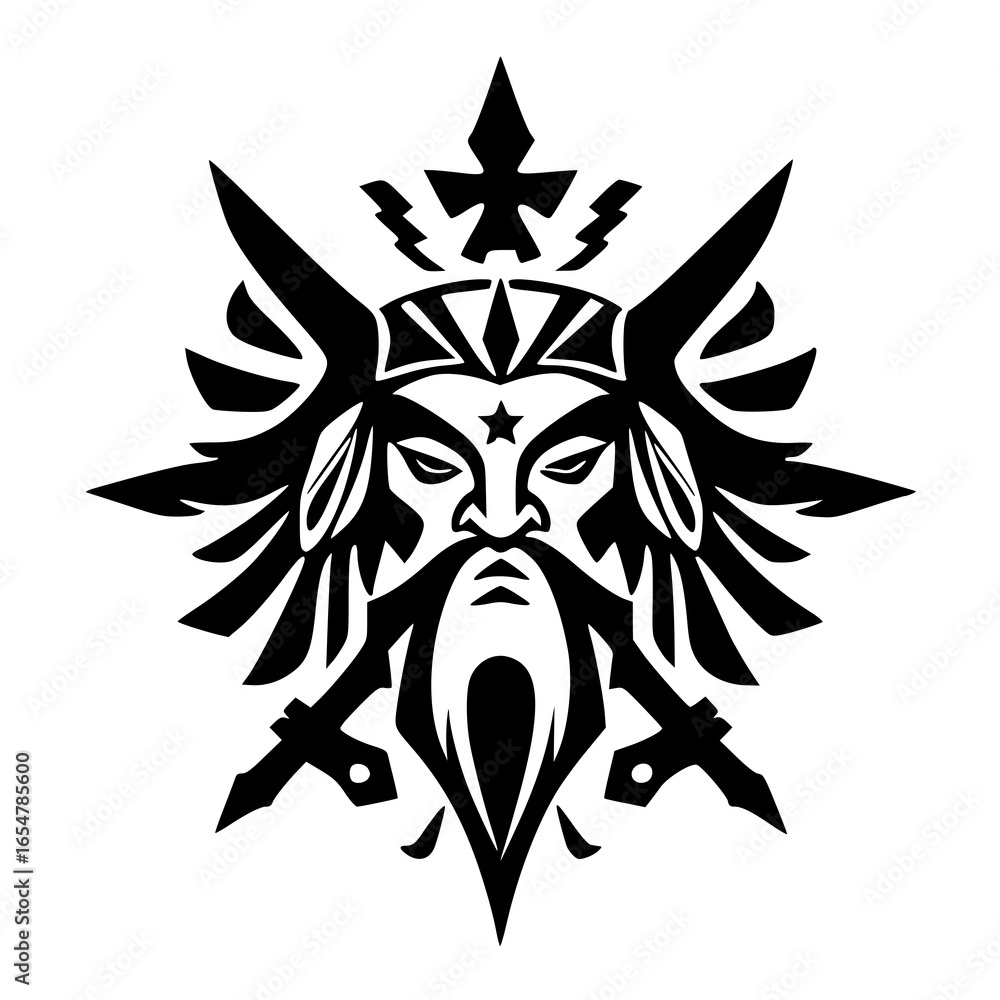 Fototapeta premium A bold black vector silhouette of a strong leader.