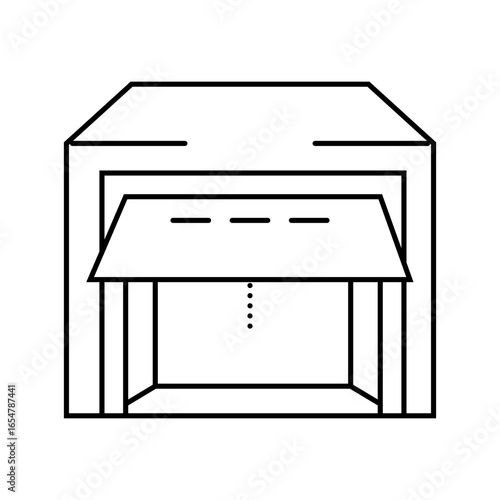 garage exterior open door line icon vector illustration