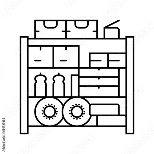 garage storage shelves line icon vector illustration