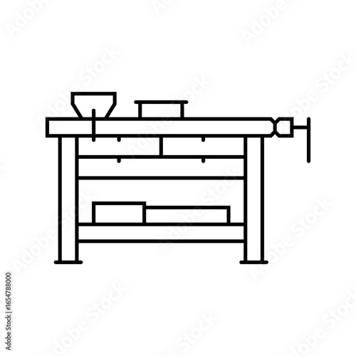 workbench vice clamp garage line icon vector illustration