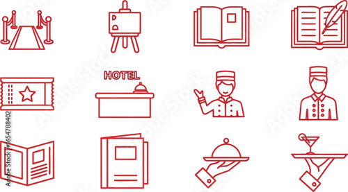 Hotel and service icons set, ideal for hospitality and tourism designs