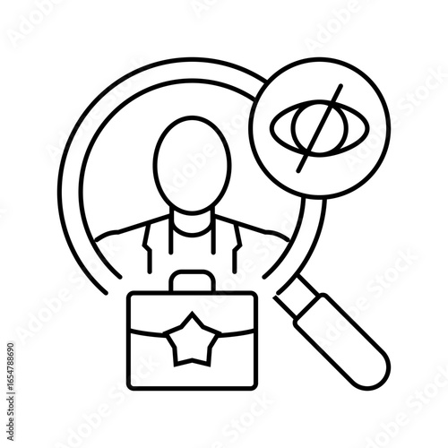 confidential executive search head hunting line icon vector illustration