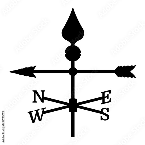 Weather vane silhouette showing wind direction