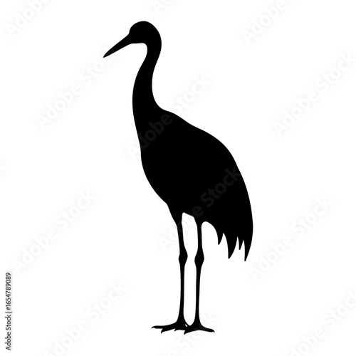 Crane bird standing silhouette illustration profile view