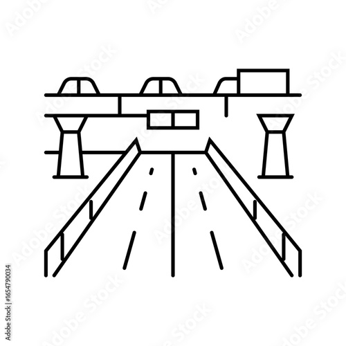 bridge highway road line icon vector illustration