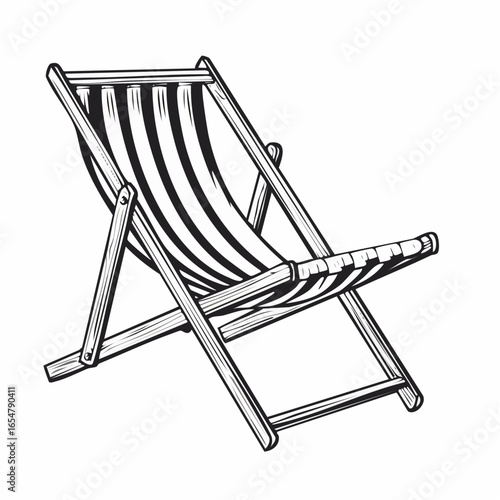 Wooden deck chair image vector isolated on a white background