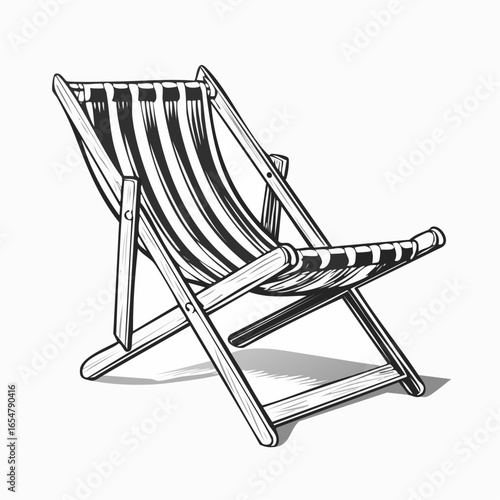 Wooden deck chair image vector isolated on a white background