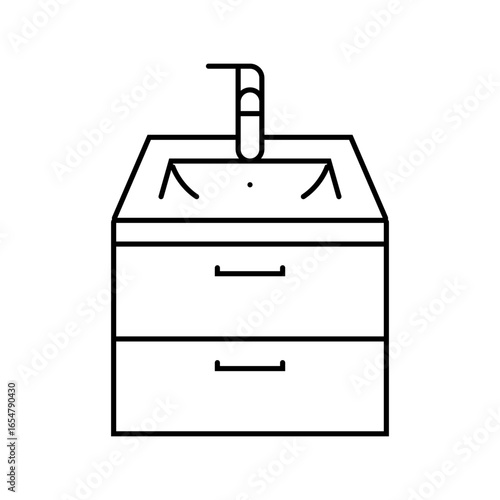 bathroom sink line icon vector illustration