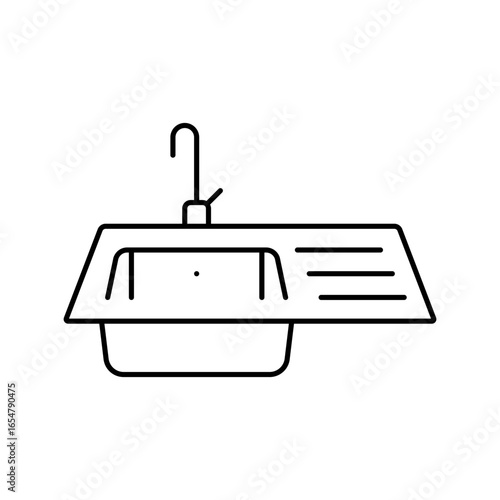 kitchen sink line icon vector illustration