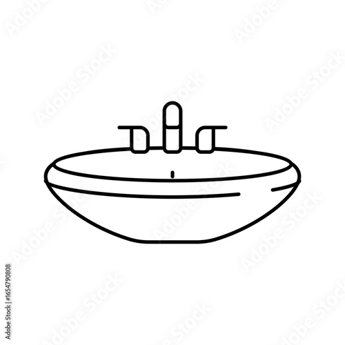 porcelain sink line icon vector illustration