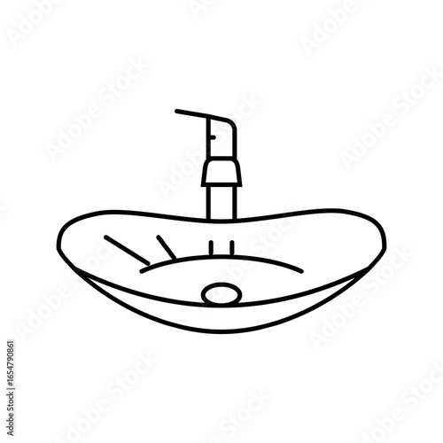 glass bowl sink line icon vector illustration