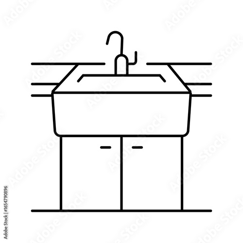 farmhouse sink line icon vector illustration