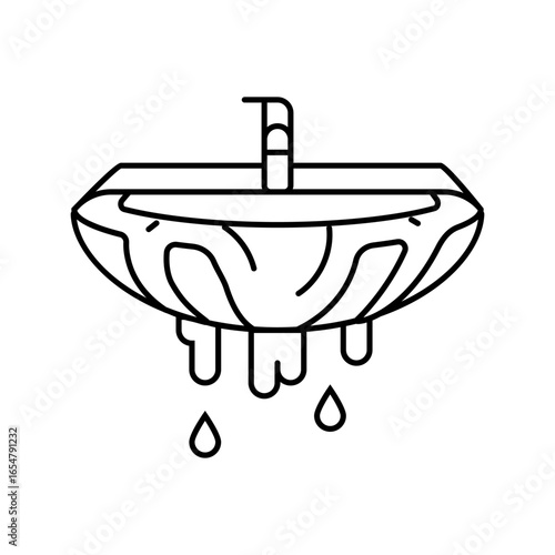 overflowing sink line icon vector illustration