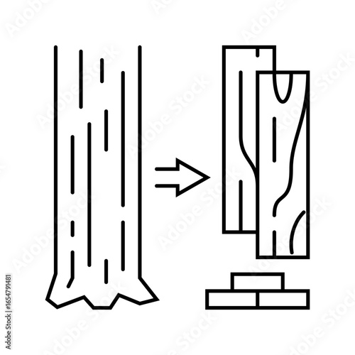 wood cutting frame construction line icon vector illustration