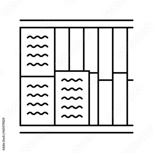 insulation installation frame house line icon vector illustration