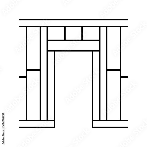 door wood frame house line icon vector illustration