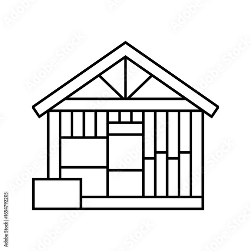 siding frame wood frame house line icon vector illustration