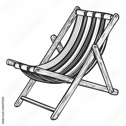 Wooden deck chair image vector isolated on a white background