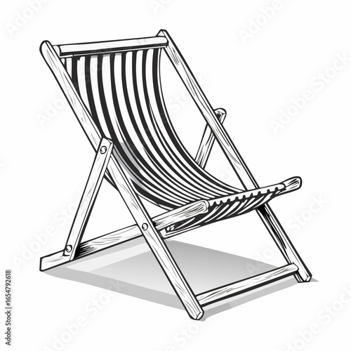 Wooden deck chair image vector isolated on a white background