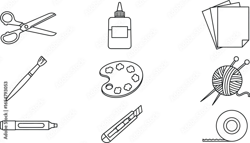 Fototapeta premium Art supplies and craft tools for creative projects and DIY activities