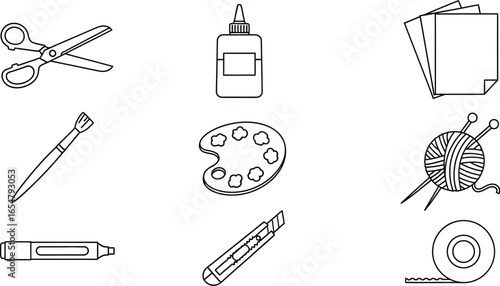 Art supplies and craft tools for creative projects and DIY activities
