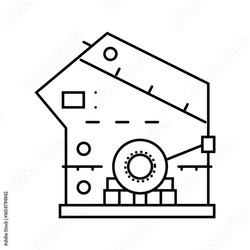 limestone crusher cement production line icon vector illustration