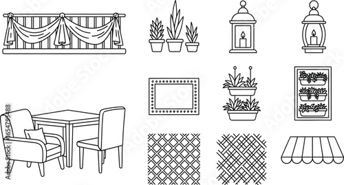 Elegant outdoor design elements for modern home decor or cafe branding