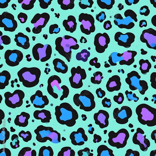 Teal leopard print with vibrant spots