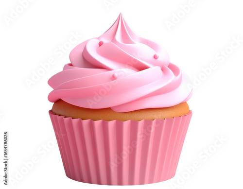 pink cupcake isolated on white