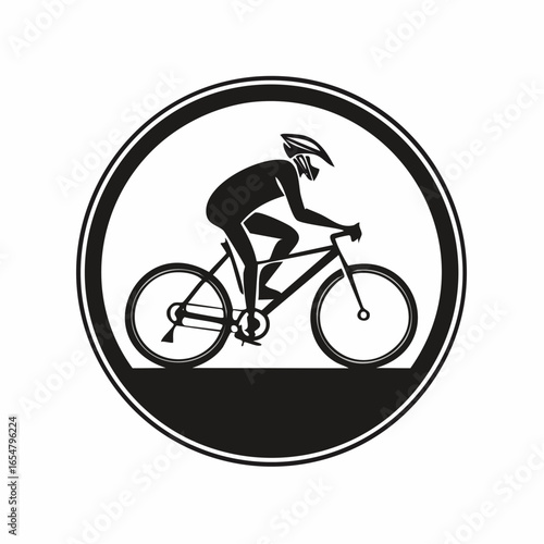 Riding Bike in Circle Logo Template vector image isolated on white background.