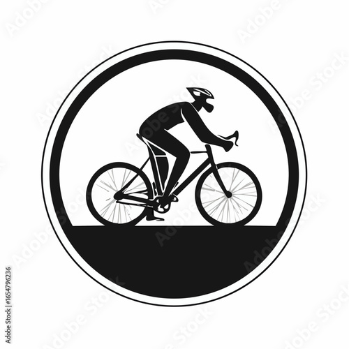 Riding Bike in Circle Logo Template vector image isolated on white background.