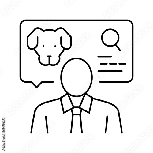 judge dog competition show line icon vector illustration