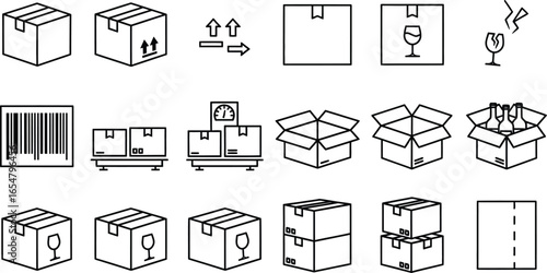 Shipping and packaging icons for logistics and delivery services