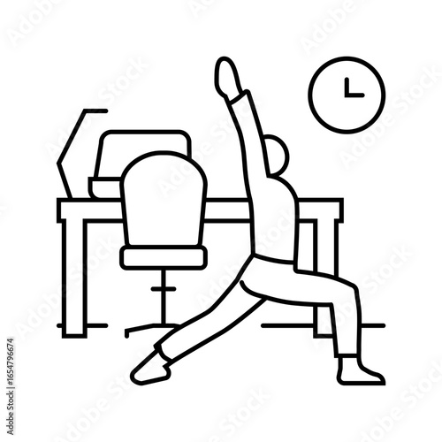 desk yoga employee health line icon vector illustration