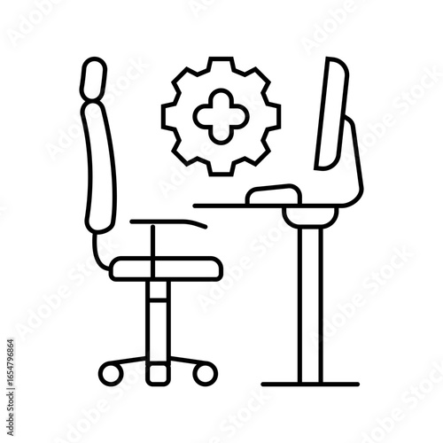 ergonomics employee health line icon vector illustration