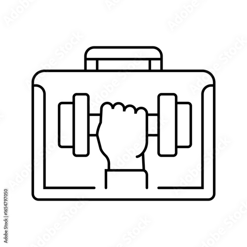 physical fitness employee health line icon vector illustration