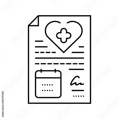 sick leave policy employee health line icon vector illustration