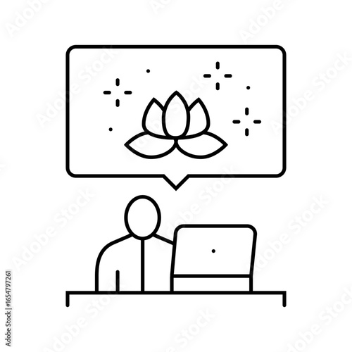 meditation and mindfulness employee health line icon vector illustration