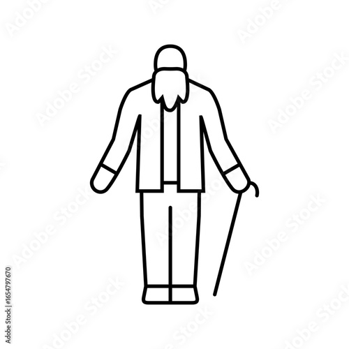 aging person mortality line icon vector illustration