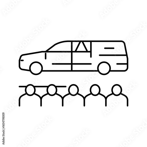 funeral procession mortality line icon vector illustration