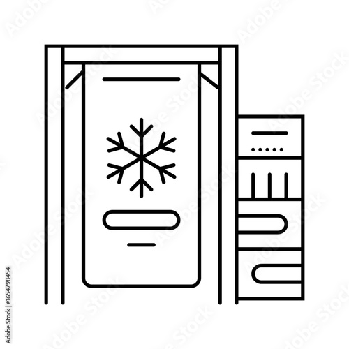cryogenic cooling system quantum computer line icon vector illustration