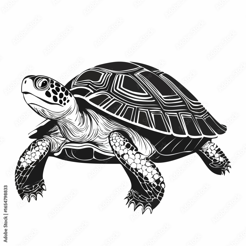 Fototapeta premium Turtle Vector Images. Drawing Big Turtle Vector Illustration on white background.