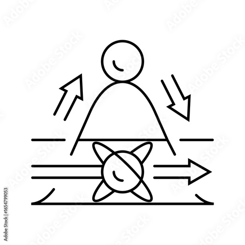 tunneling quantum computer line icon vector illustration
