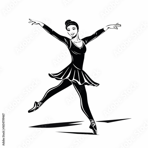 Energetic Young Gymnast Woman Dancing image vector isolated on white background.