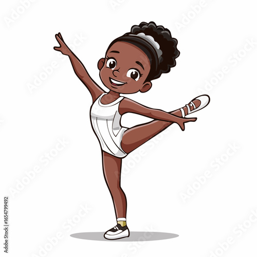Energetic Young Gymnast Woman Dancing image vector isolated on white background.